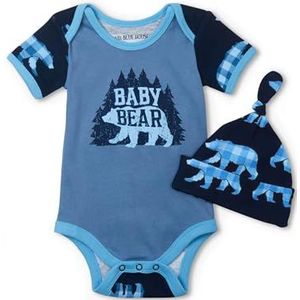Hatley Rompertje voor baby's en meisjes met hoed voor peuters, Baby Beer Blauw, 12-18 Maanden
