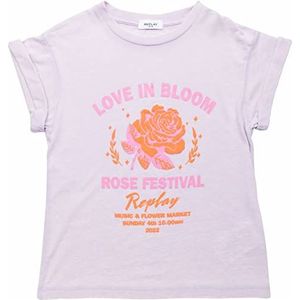 Replay Meisjes T-shirt met korte mouwen, roze festival, 921 Lavander, 8 Jaar