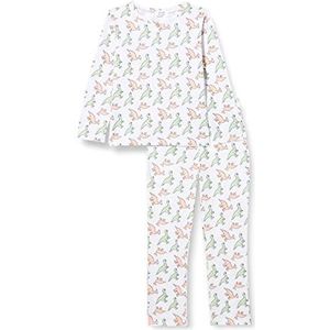 Trendyol Girl's Man Animal Print Dunne Gebreide T-Shirt-Broek Pyjama Set (Pack van 2), Ecru, 8-9 jaar