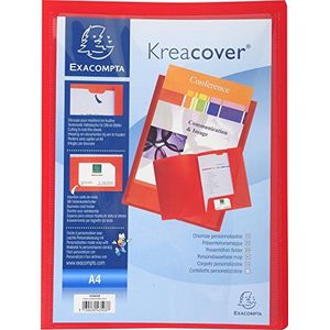 Exacompta - Ref 43503E - Kreacover Personaliseerbare Presentatiemap - Geschikt voor A4-documenten, visitekaartjessleuf, voorgesneden tabbladen voor het bewaren van documenten - rood (pak van 10)