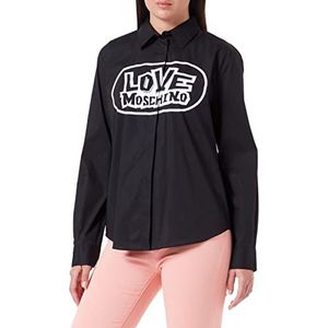 Love Moschino Dames Regular Fit Lange Mouwen met Maxi Skate Print Shirt, zwart, 40