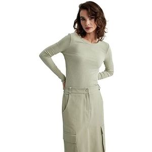 DeFacto T-shirt voor dames, Kaki, S