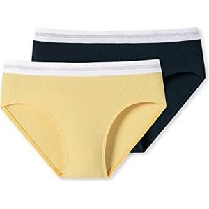 Schiesser Meisjes, 2 stuks, onderbroeken, ondergoed, blauw, geel, effen, 140, blauw, geel, effen, 140 cm