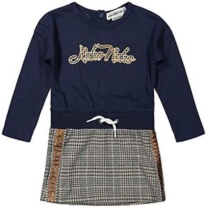Koko Noko meisjesjurk, marineblauw + grijs, 6 Maanden