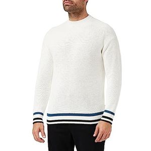 Armani Exchange Substainable herentrui met lange mouwen, Hem Stripes Pullover Sweater, wit, M