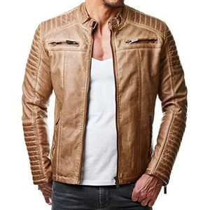Redbridge Herenjas, overgangsjas, bikerjack, vrijetijdsjas, gewatteerd, bruin (camel) - kunstleer, L