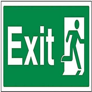 VSafety 21009AY-S Safe Condition Exit Sign, Final Exit Man Rechts, Landschap, Zelfklevend Vinyl, 300 mm x 150 mm, Groen