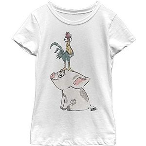 Disney Moana Pua Girl's Solid Crew Tee, wit, XS, Weiß, XS