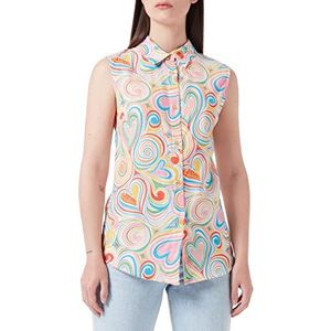 Love Moschino Dames mouwloos slim fit in Fluid Cupro-Cotton Shirt, alle. veelkleurig, 42 NL