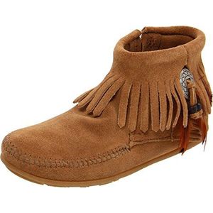 Minnetonka Concho/Feather Side Zip Boot 527T Dames Fashion Halfhoge laarzen & Enkellaarzen, Beige taupe 7t, 37 EU