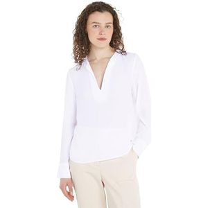 TOMMY HILFIGER - Blouse - Wit - Viscose - Lange Mouwen - V-hals