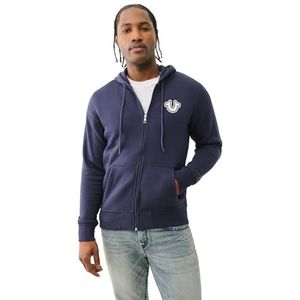 True Religion Heren Zip Up Hoodie Hooded Sweatshirt, Ace Blauw, XL