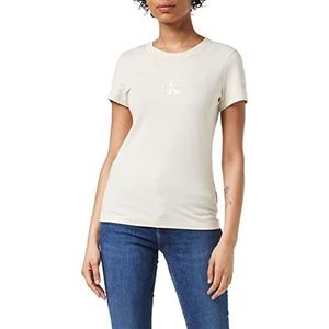 Calvin Klein Jeans Monogram Slim Tee Dames T-Shirt, Eggshell, XS