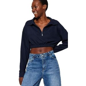 Trendyol Regular sweatshirts voor dames, rechte lange mouwen, Donkerblauw, L