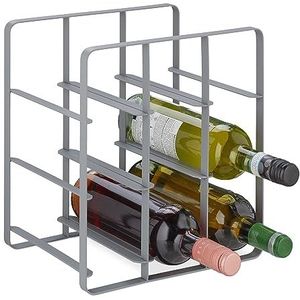 Relaxdays wijnrek metaal - wijnstandaard 9 flessen - staande wijnfleshouder - flessenrek