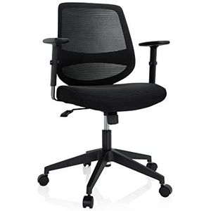 hjh OFFICE 740002 Chester Bureaustoel, stof/net, zwart, draaistoel, armleuningen in hoogte verstelbaar, kantelfunctie
