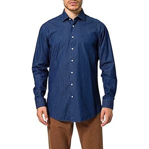 Seidensticker Heren modern lange mouwen met Kent Soft Uni Denim Look Smart Business-zachte kraag jeanshemd, blauw (19), 38