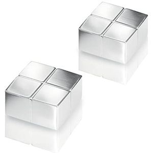 SIGEL BA704 Neodymium magneet, 2 x 2 x 1 cm, C10""Extra-Strong"" (N45), voor glazen magneetborden, zilver, 2 stuks