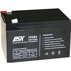 DSK 10364 - Verzegelde AGM Gel-technologie loodaccu. 12V 12Ah. Ideaal voor elk elektrisch mobiliteitshulpmiddel. Bestand tegen langere gebruikscycli. Als het breekt, morst de gel niet.,zwart