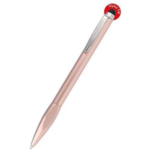 Online Balpen & touchpen in één, metalen balpen met stylus-tip, ergonomische handgreep, schrijfkleur blauw, verwisselbare grote vulling, multifunctionele pen, designkleur: roségoud.