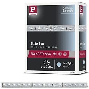 Paulmann MaxLED 500 Ledstrip, 70582, 1 m, daglichtwit, 6500 K, ongecoat, 6 W, lichtstrip, 550 lm, lichtstrip, 72 LED's, 24 V