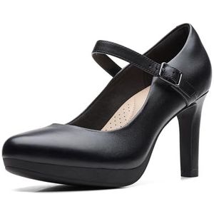 Clarks Ambyr Shine Pumps voor meisjes, zwart leder, 6.5