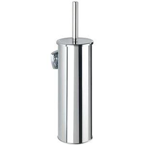 WENKO WC-set Basic, gesloten wc-borstelhouder voor wandmontage, inclusief toiletborstel, met wandhouder om te schroeven, badkameraccessoire van roestvrij staal, 10 x 37 x 10,5 cm, glanzend