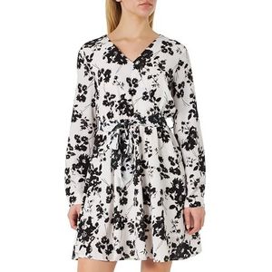 faina Dames midi-jurk met bloemenprint 19223064-FA01, wit zwart, XS, Midi-jurk met bloemenprint, XS
