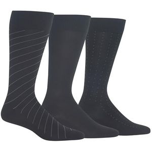Chaps Men's Super Soft Dress Crew Socks Pack-Patterns and Textures, Diagonal Pinstripe Black (3 Pairs), 6-12