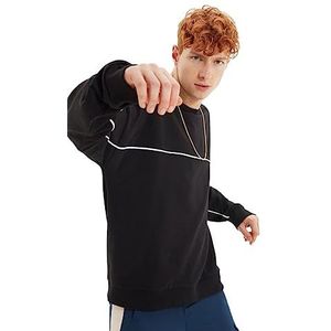 TRENDYOL MAN 100% katoen Sweatshirt - Zwart - Oversize XS Zwart, Zwart, XS