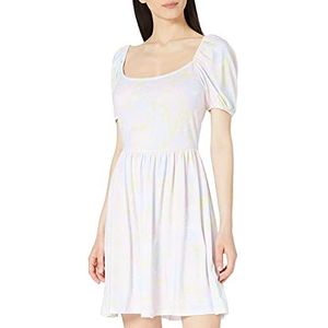 NA-KD Damesjurk met ballonmouwen en jersey casual, Bloemenprint, S