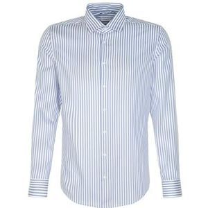 Seidensticker Zakelijk overhemd voor heren, slim fit, strijkvrij, kent-kraag, lange mouwen, 100% katoen, blauw, 42
