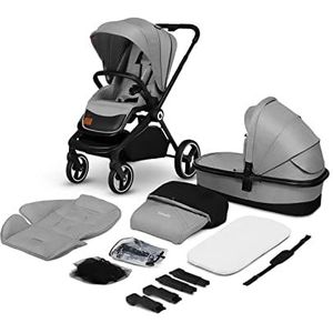 LIONELO Mika 2in1 combi-kinderwagen. Buggy - wieg, wandelwagen. Regenhoes, Schouder riem, matras, regenhoes, voetenzak, waterdicht materiaal, muggennet, rubber wielen, babyreissysteem