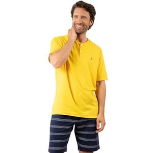 Eminence nautische, korte pyjama, nacht voor heren, geel/marineblauw, S