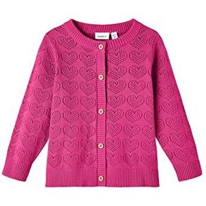 NAME IT Girl's NMFDESOLLE LS Knit Card Gebreide jas, Pink Yarrow, 92, roze yarrow, 92 cm