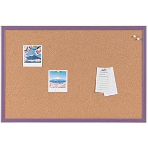 Bi-Office Kurk prikbord, kurkbord met violet MDF-frame, 60 x 40 cm