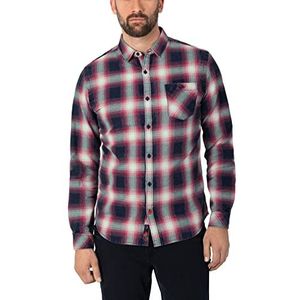 Timezone Heren Effect Weave Check Shirt Hemd, Chili Red Microcheck, M