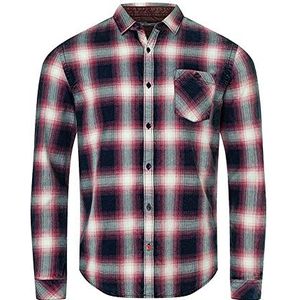 Timezone Heren Effect Weave Check Shirt Hemd, Chili Red Microcheck, L