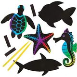 Baker Ross AG710 Knutselsets voor kraskaart-magneten ""zeedieren"" voor kinderen om te knutselen en als decoratief idee in de zomer (12 stuks),zwart