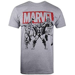 Marvel Trio Heroes T-shirt voor heren, Grijs (Grijs Marl Spo), XXL