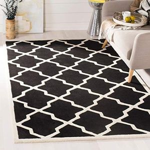 Safavieh Geometrisch patroon tapijt, CHT735, met de hand getuft wol, zwart/ivoor, 120 x 180 cm