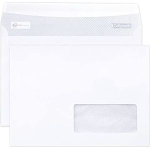 Calligraphe 698C - Doos met 500 witte enveloppen C5-162x229mm - zelfklevend - 80 g/m² - Venster van kristalhelder papier 45x100 (positie 20/20) - Merk van Clairefontaine