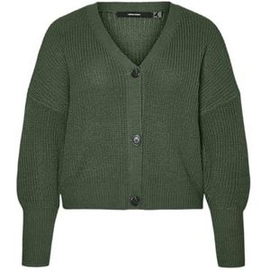 VERO MODA Dames Vmlea Ls V-hals Cuff Cardigan Noos Cur gebreide jas, Black forest, S
