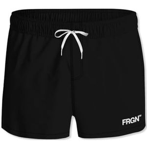 FREEGUN Zwembroek voor heren, strand, zwemshorts, sneldrogend, comfortabel met zakken, Zwart/Wit, S