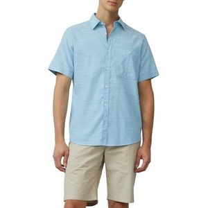 s.Oliver Slim fit: shirt met korte mouwen van stretch katoen met vlamgarenstructuur, Pastelturquoise, L