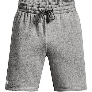 Under Armour UA Rival Fleece Shorts voor heren, sportieve en warme hardloopshorts, comfortabele loszittende gymshorts voor heren, Castlerock Licht Heide/Wit, L