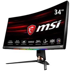 MSI Optix MPG341CQR-009 86,36 cm (34 inch) Ultrawide gebogen LED-monitor (21:9 UWQHD (3440 x 1440), 1ms, 144Hz, Steelseries Gamesense, HDR 400, Freesync) zwart