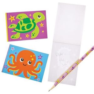 Baker Ross FX685 Sealife Memoblokjes - Set van 10, Notitieboekje voor kinderen, Zaknotitieboekje Feestzakvuller