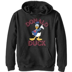 Disney Characters Duck Hello Boy's Hooded Pullover Fleece, Black, Small, zwart, S