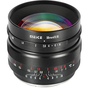 Meike Groot diafragma 50 mm, F0.95, groothoeklens met handmatige focus, compatibel met de Panasonic Lumix Olypums M43 mount spiegelloze camera's GH4, GH5, GH6